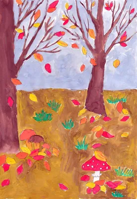 Детские рисунки на тему осень - 35 фото