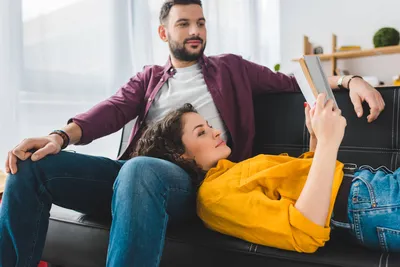 Woman Lying On Knees Of Her Boyfriend Free Stock Photo and Image 184913778