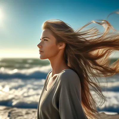 девушка босяком стоит на берегу моря и смотрит вдаль . barefoot girl  standing on the beach and looks into the distance Stock Photo | Adobe Stock