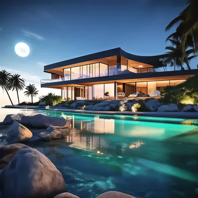 Роскошный дом на берегу океана, …» — создано в Шедевруме