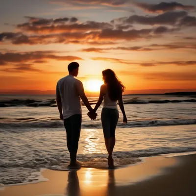 двое держатся за руки на песке на закате, пара держится за руки на пляже на  закате, Hd фотография фото фон картинки и Фото для бесплатной загрузки