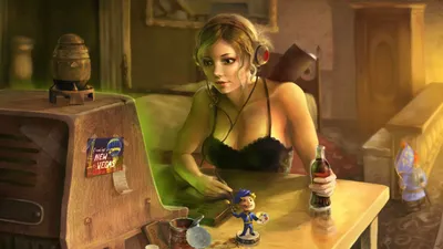 Картинки Fallout 3, девушка, наушники, nuka cola, блондинка - обои  1920x1080, картинка №8246