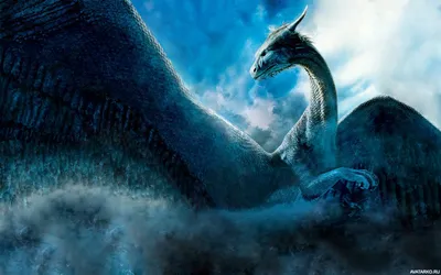 Красивая фэнтези картинка с драконом синего цвета — Картинки на аву