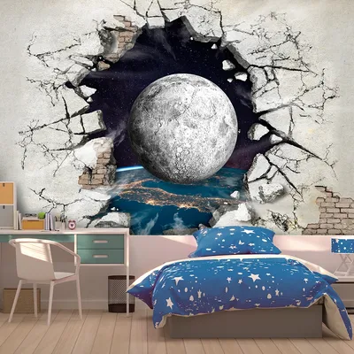 Фотообои Луна и разбитая стена купить на стену • Эко Обои