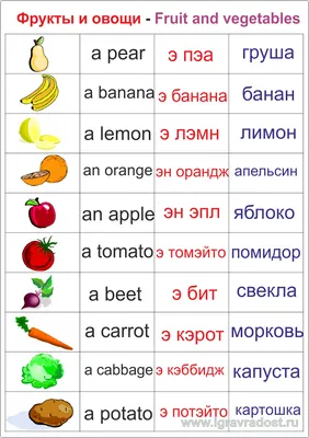 Фрукты и овощи. Русско-английский разговорник для моряков. Часть 117