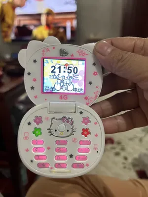 Kawaii Sanrioed Hello Kitty Флип-телефон мультфильм милые дети Taiml мини- телефон Подарки для игрушек для девочек | AliExpress
