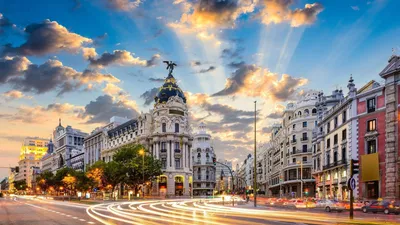 Обои Города Мадрид (Испания), обои для рабочего стола, фотографии города,  мадрид , испания, дома, улица Обои для рабочего стола, скачать обои  картинки заставки на рабочий стол.