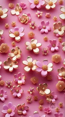 Pink and gold 3-D flowers | Iphone wallpaper classy, Flower background  iphone, Cute flower wallpapers