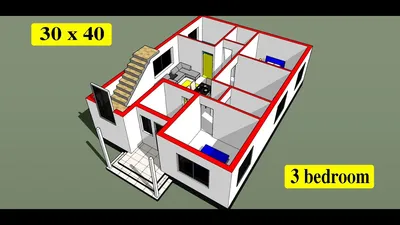 30 x 40 modern 3 bedroom house plan II 30 x 40 east facing ghar ka naksha  II 3 bedroom home design - YouTube