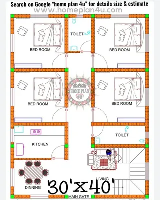 30 x 40 House Plan with 3 Bhk Design | House plans, Little house plans, How  to plan