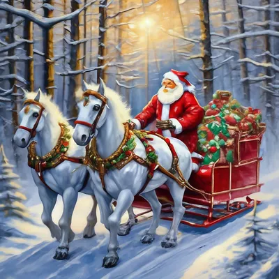 Дед Мороз на санях, сани запряжё…» — создано в Шедевруме