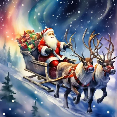 Дед мороз на санях запряженных …» — создано в Шедевруме