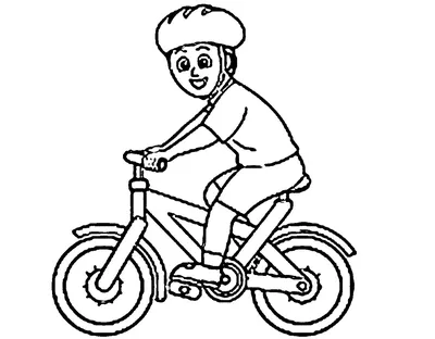 Раскраска мальчик велосипеде. Мальчик на велосипеде - раскраска с образцом  разукрашивания. Разукрашки.