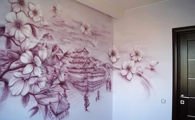 Художественная роспись стен своими руками — рисуем цветы и листья на стенах  – фото