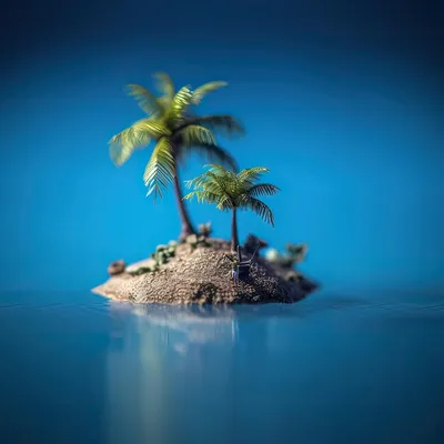 Необитаемый остров с пальмой на пляже Стоковое Изображение - изображение  насчитывающей горизонт, дезертировано: 35138413