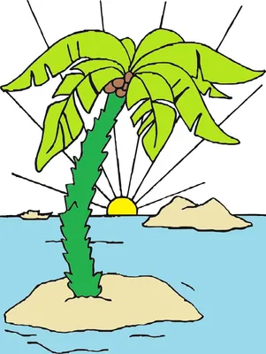 Рисунок карандашом остров с пальмой …» — создано в Шедевруме