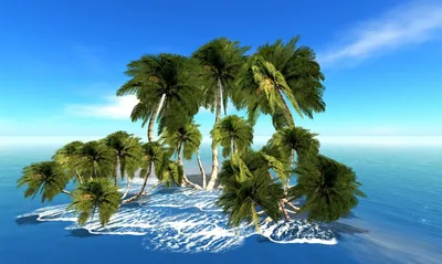 Обои океан, остров, пальмы на рабочий стол