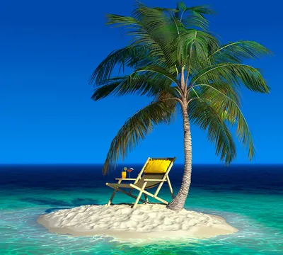 тропический остров с пальмой Стоковое Фото - изображение насчитывающей  океан, путешествие: 43904906