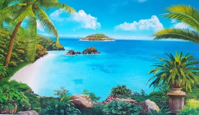 остров с пальмами в океане Фото Фон И картинка для бесплатной загрузки -  Pngtree