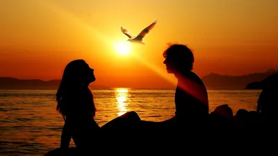Пара держащая плечи на закате Фон И картинка для бесплатной загрузки -  Pngtree