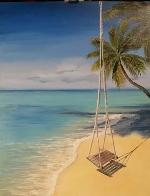 Пляж с пальмами и пляж на фоне заката | Премиум Фото