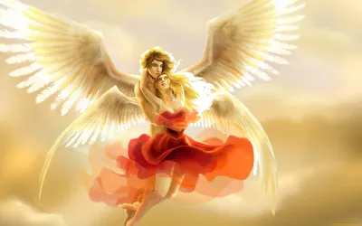 Обои на рабочий стол Девушка ангел с магическим жезлом в руках парит в  воздухе из игры League of Angels / Лига ангелов, обои для рабочего стола,  скачать обои, обои бесплатно