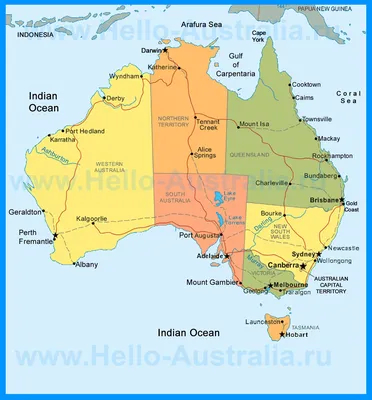 Австралия на карте мира - AnnaMap.ru