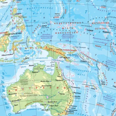 Карты Австралии | Подробная карта Австралии на русском языке с городами,  Физическая, политическая и контурная карты | Австралия на карте мира