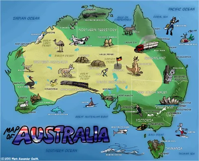 Карта городов Австралии с возможностью скачать и распечатать -  OrangeSmile.com