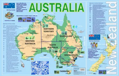 Карта Азии и Австралии - Азии и Австралии карте (Австралия и Новая Зеландия  - Океания)