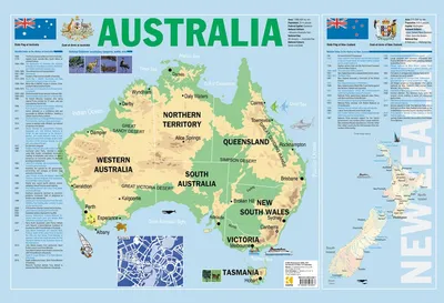 Карта Австралии (на английском языке) - купить | КАРО