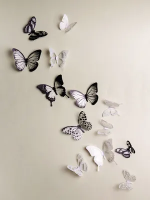 Декоративные виниловые наклейки 3D бабочки со скотчем для украшения  интерьера комнаты, дома, стен, потолка, мебели, холодильника - 18 штук  купить по выгодной цене в интернет-магазине OZON (487032739)