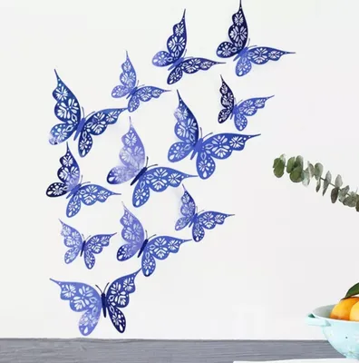 Бабочки декор на стену синие - в наборе 12шт. разных размеров  (ID#1575121526), цена: 135 ₴, купить на Prom.ua
