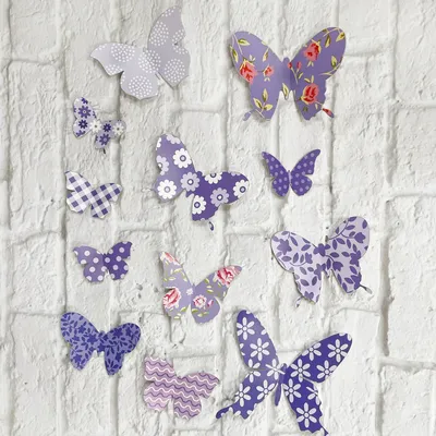 Декор на стену 3D бабочки фиолетовые