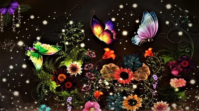 Обои Бабочка, цветы, голубой, Butterfly, flowers, blue, Животные #6026