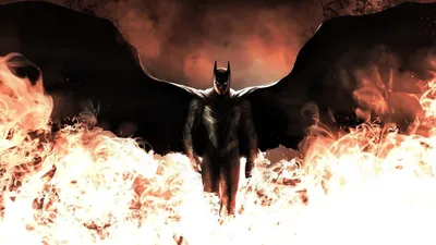 Обои на рабочий стол Batman / Бэтман, герой комиксов DC / DC Comics в огне,  обои для рабочего стола, скачать обои, обои бесплатно