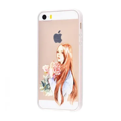 Чехол для iPhone 5/5s/SE девушка с цветами