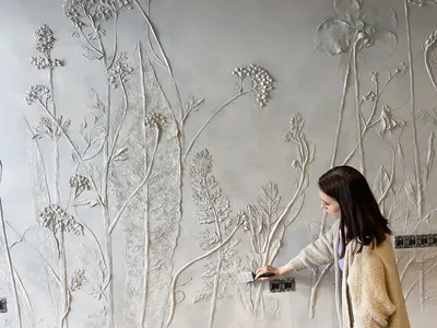 Барельеф на стене - ботанический барельеф - декор стены - Topsten