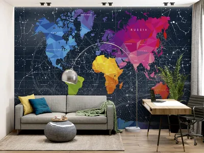 Фотообои Разноцветная карта мира на стену. Купить фотообои Разноцветная  карта мира в интернет-магазине WallArt