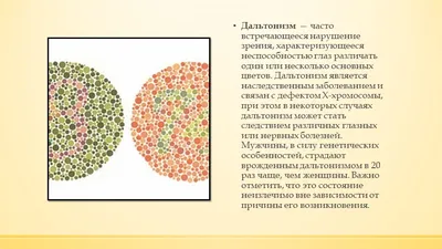 Нарушение восприятия оттенков красного и зеленого цвета, красно-зеленый  дальтонизм и полная цветовая слепота