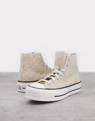 Бежевые высокие кеды на платформе с вышивкой ришелье Converse Chuck  Тауlоr-Светло-бежевый Арт.CL000028102519 - цена 7690 руб., в наличии в  интернет-магазине | Clouty.ru