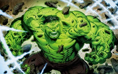 Обои на рабочий стол Огромный свирепый Халк / Hulk крушит все на своем  пути, обои для рабочего стола, скачать обои, обои бесплатно