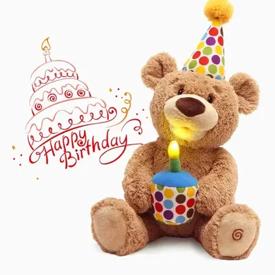 Оригинальный пение на день рождения, плюшевый мишка, плюшевые игрушки,  кавайные мягкие животные, декор комнаты, детские игрушки, мишка тедди,  подарок на день рождения | AliExpress