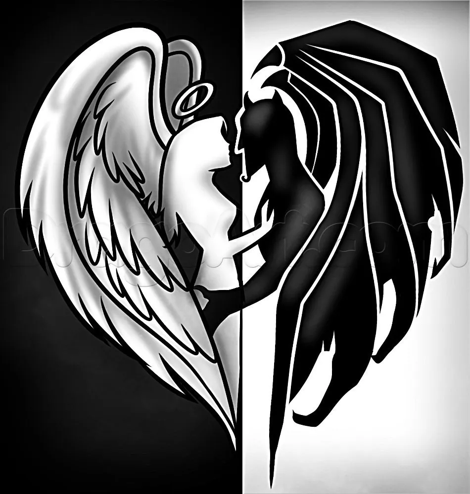 Ангел и демон Раскраска картина по номерам на холсте FU105