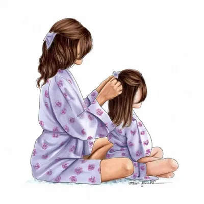 Нарисованная картинка мама и дочка для детей