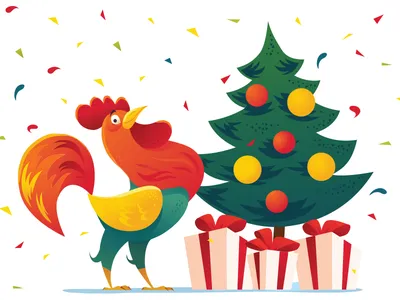 Счастливый Новый Год петуха Иллюстрация вектора - иллюстрации насчитывающей  шарж, праздник: 79788545
