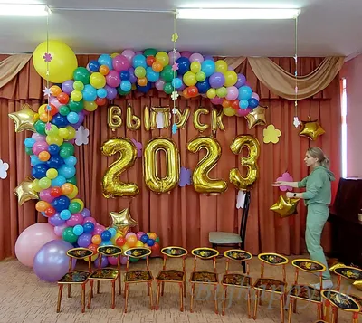 Оформление шарами хром в детском саду №84 купить с доставкой в Нижнем  Новгороде по низкой цене от компании «Территория праздника»