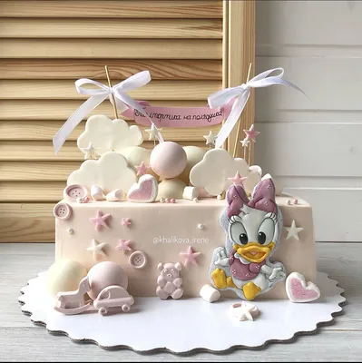 Торт Полтортика на полгодика с именем ребенка и мишкой на заказ