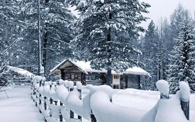 Обои на рабочий стол Зима на озере Emerald Lake Lodge, Yoho National Park,  Canada / Национальный парк Йохо, Канада, by Doug Shearer, обои для рабочего  стола, скачать обои, обои бесплатно