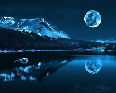 Скачать обои и картинки природа, горы, луна, озеро, ночь для рабочего стола  в разрешении 1280x1024